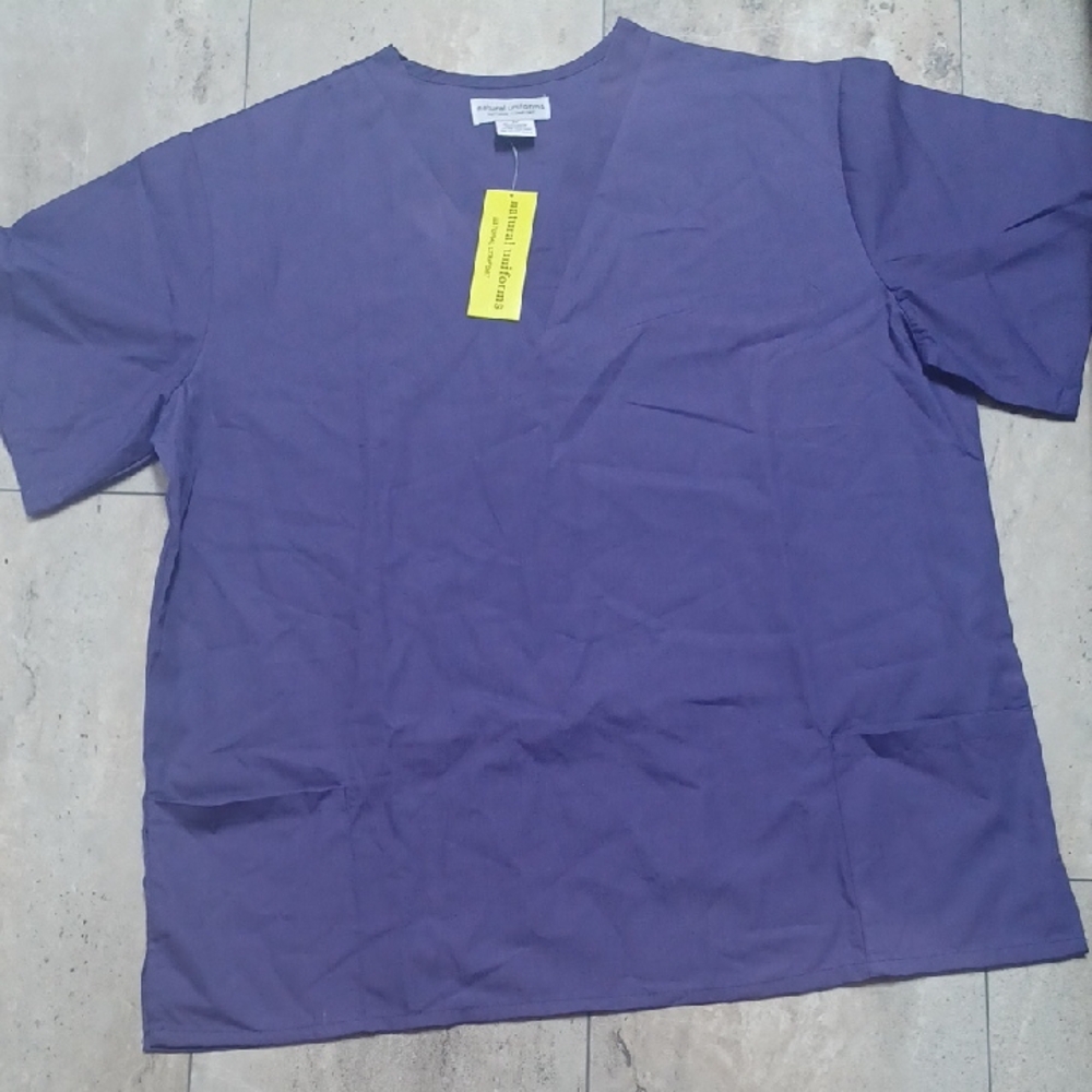 Men's Purple V-Neck Scrub Top Shirt Size 2x